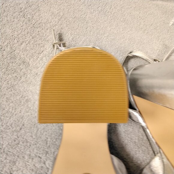 Modatope Womens Platform Sandals Silver Metallic Chunky Heels Ankle Strap Size 9 - Picture 15 of 16